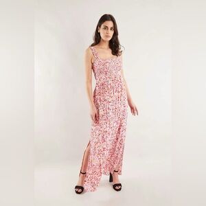 Seraphine Sz 10 Floral Cottagecore Maternity Pink Smocked Maxi Dress